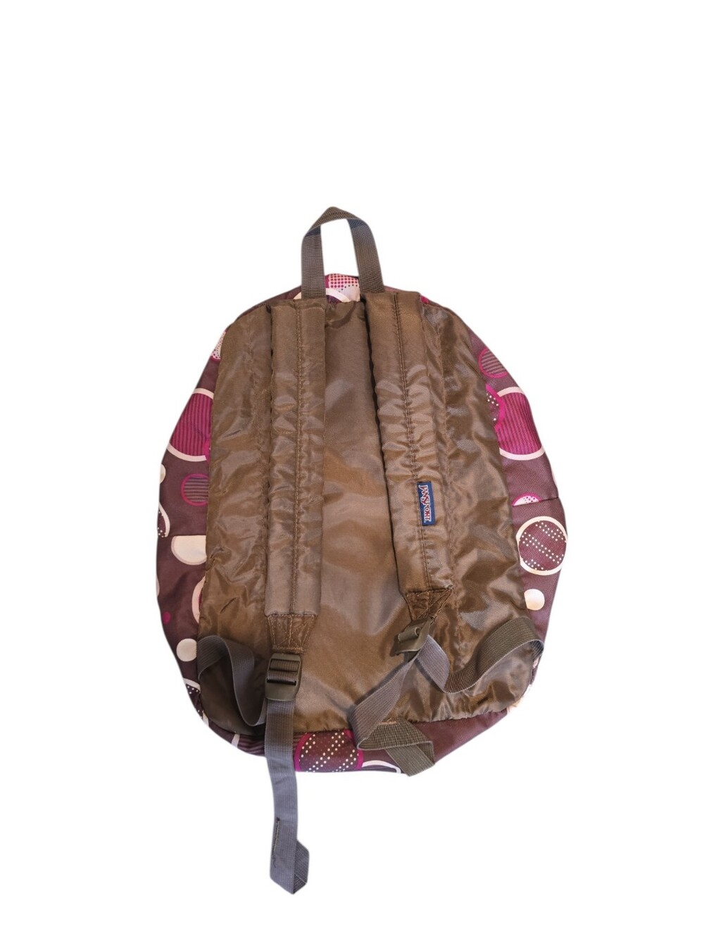JanSport SuperBreak Backpack Brown Pink Circle Print School Book Bag Y2K Preppy - Picture 2 of 11